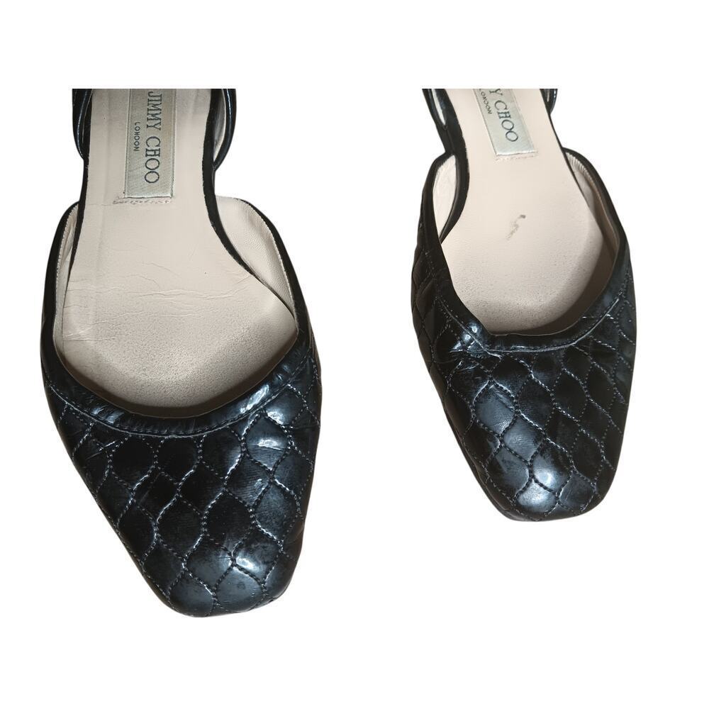 Jimmy Choo Black Quilted Leather Flats Size 37.5 Made in Italy Designer Shoes - Picture 10 of 14